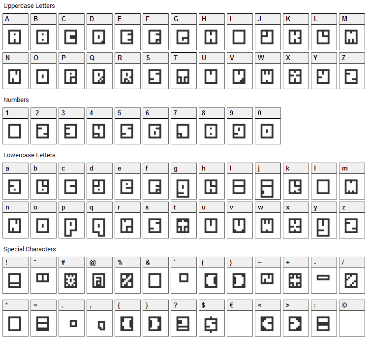 Silverbloc Font Character Map