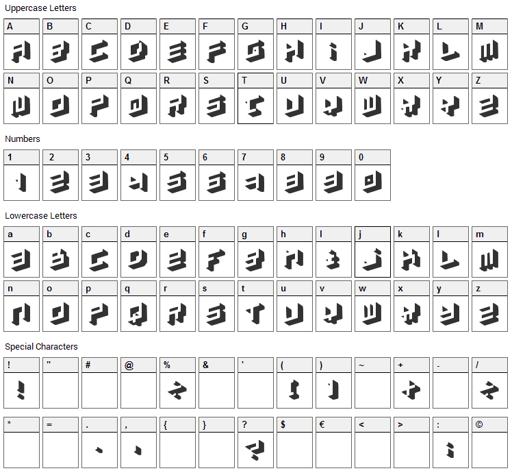 Simpletype Font Character Map