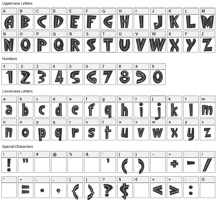 Singapore Font Character Map