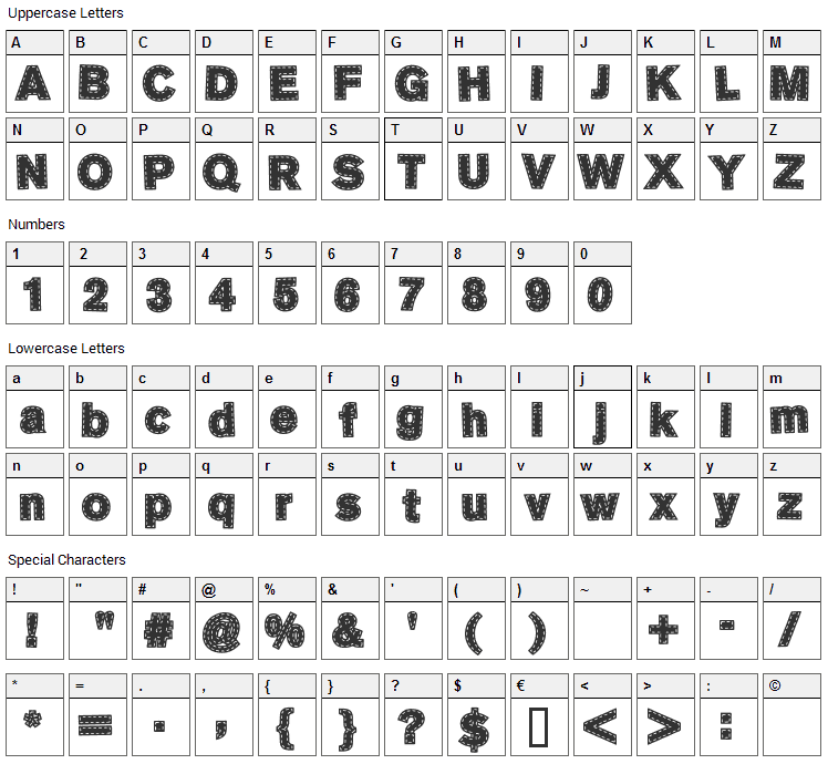 Singer Mears Font Character Map