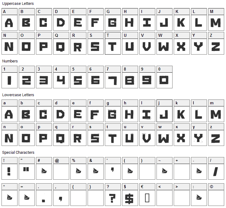 Sinking Ship Corian Font Character Map