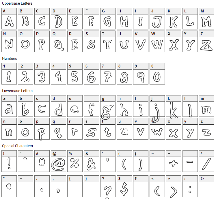 Sinking Ship Font Character Map