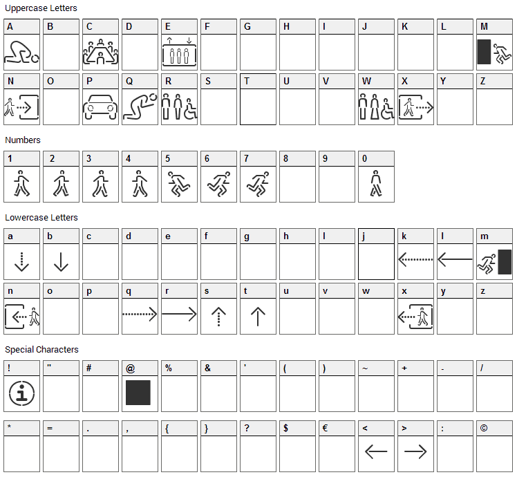 Siruca Pictograms Font Character Map