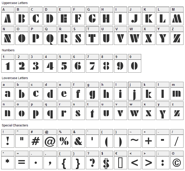 Sistemas Font Character Map