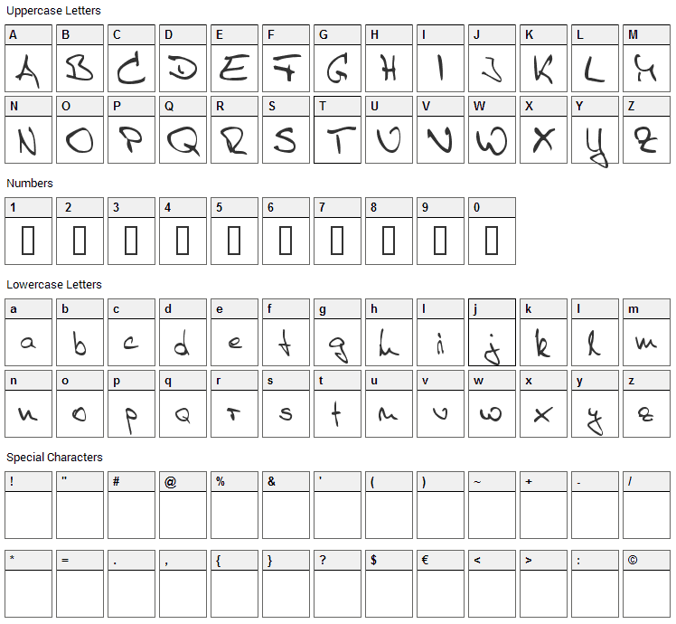 Sister R Font Character Map