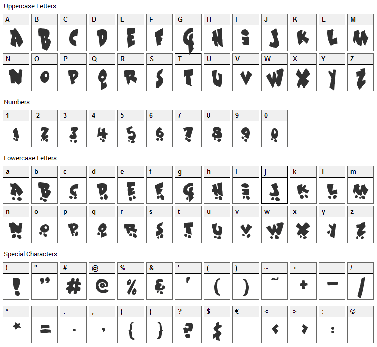 Sk8 or Dye Font Character Map