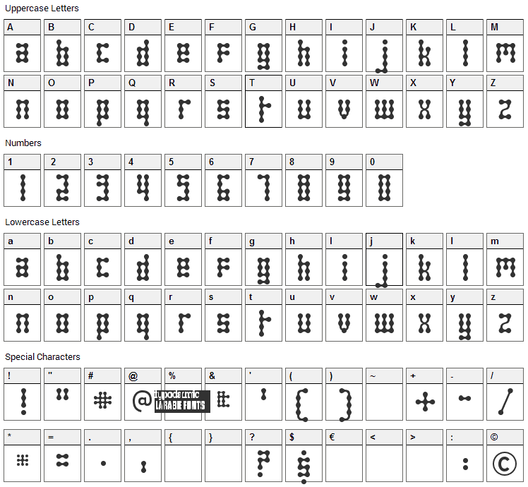 Skeletor Stance Font Character Map