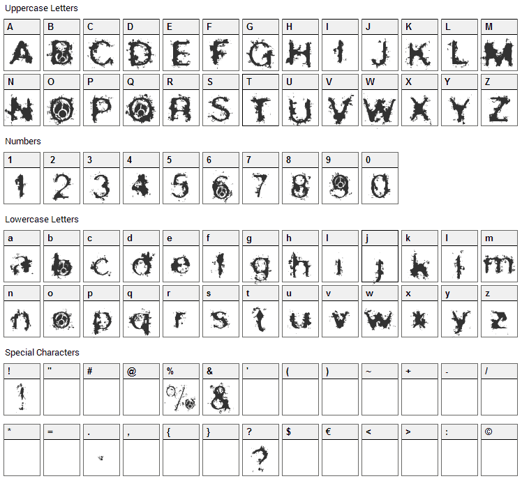 Skirules Sans Font Character Map