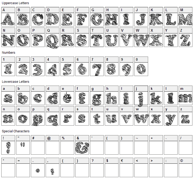 Skooper Font Character Map