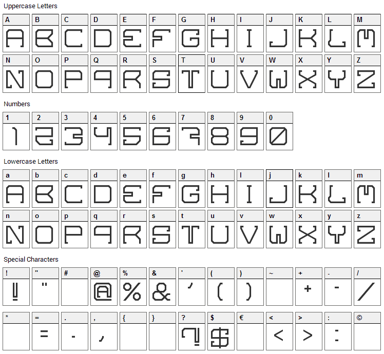 Skov Font Character Map