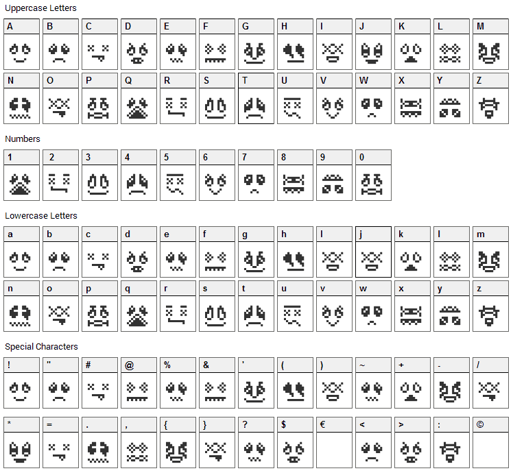 SkrewdUpSoulz Font Character Map