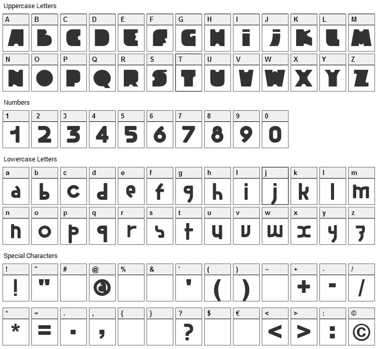 Skull 00 Font Character Map