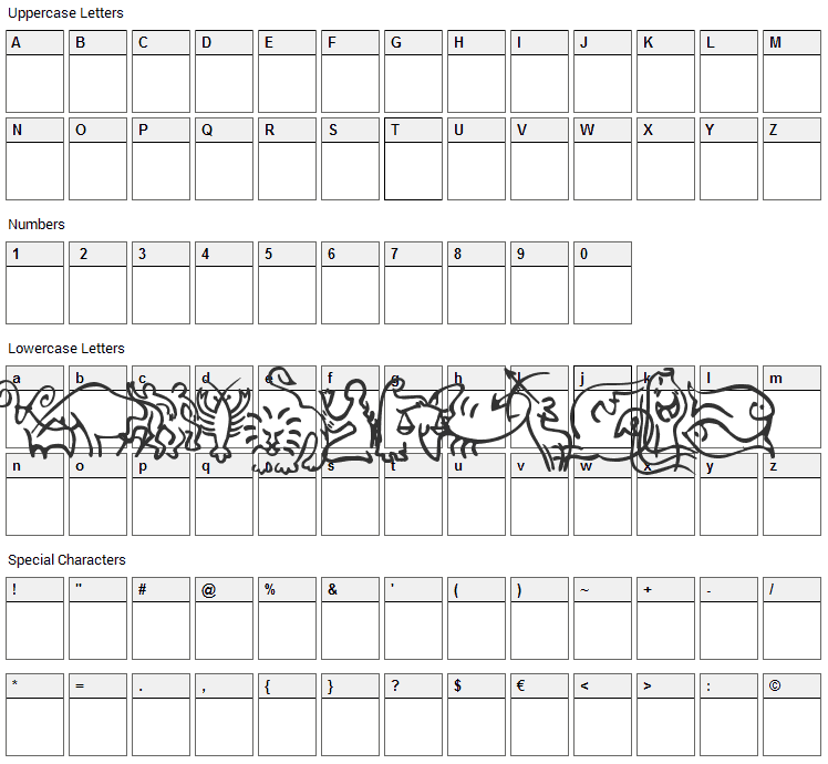 SL Zodiac Icons Font Character Map