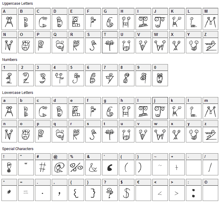 Slapstick Dental Inc. Font Character Map