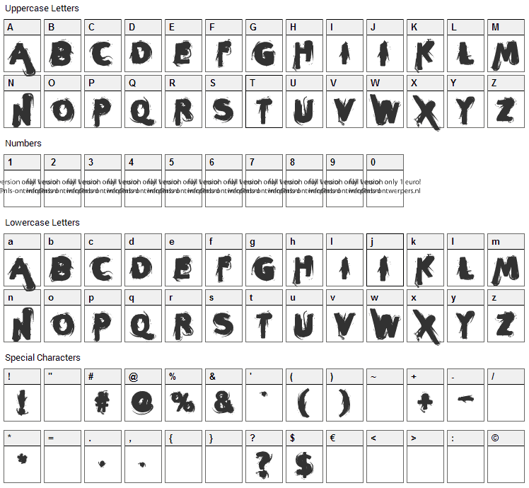 Sleeperzzzz Font Character Map
