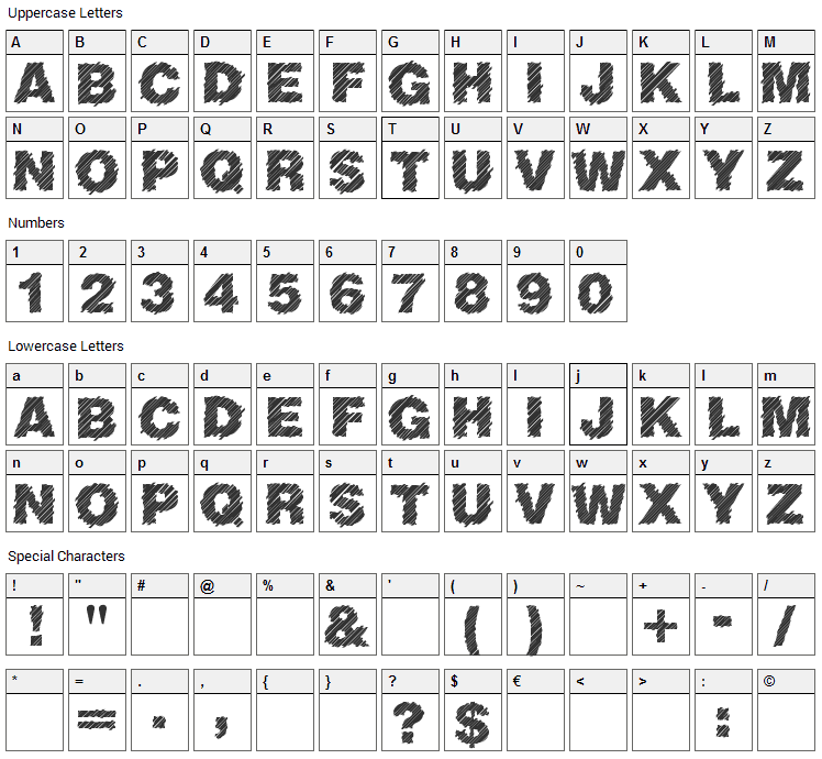 Sliced Juice Font Character Map