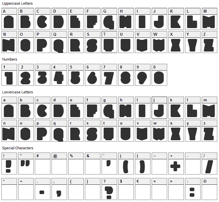 Slukoni Font Character Map