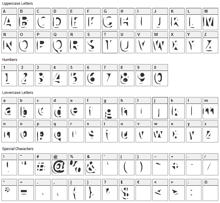 Slushfaux Font Character Map