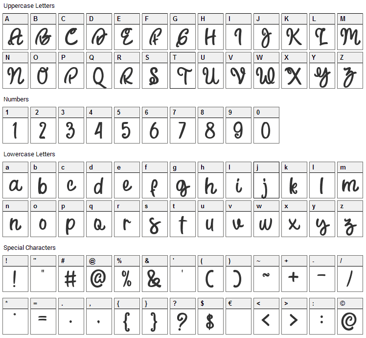 Small Chopper Font Character Map