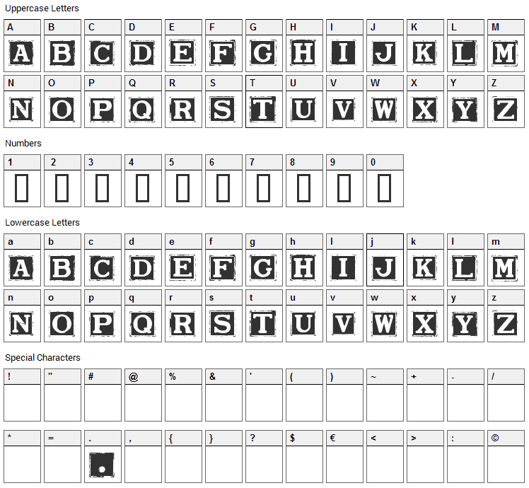 Smargana Font Character Map