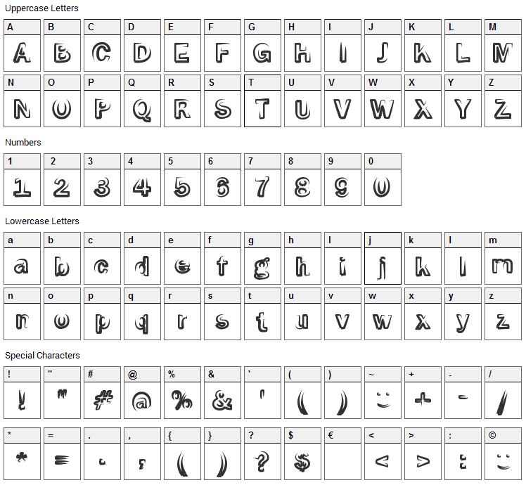 Smoke Screen Font Character Map