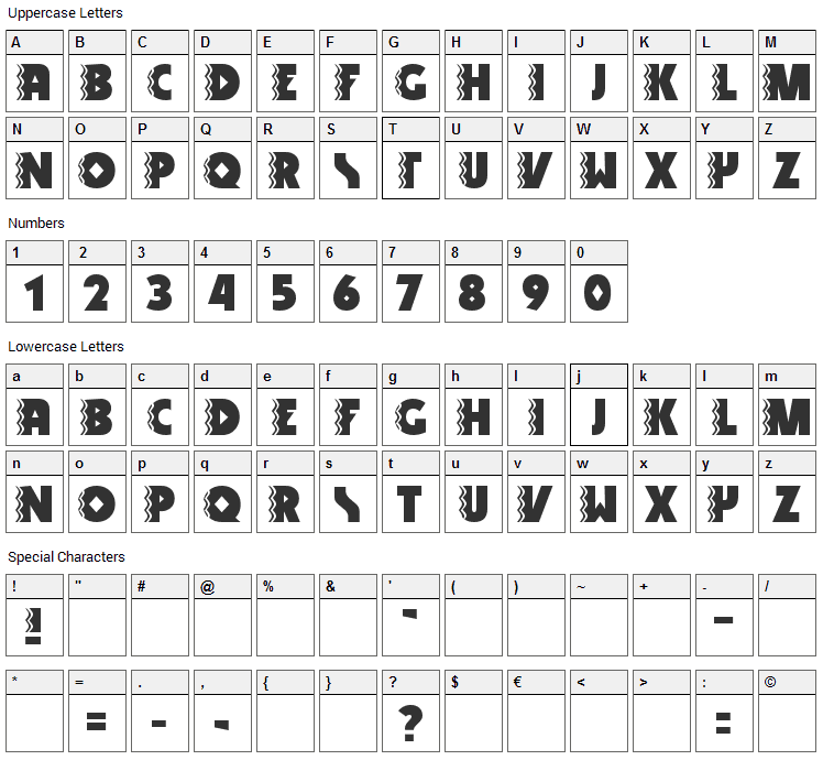 Snake Venom Font Character Map