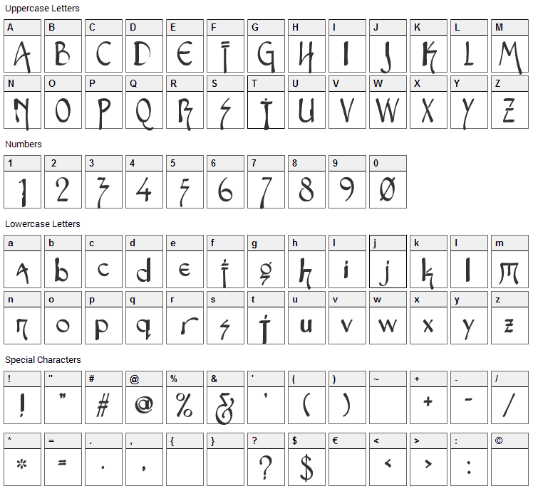 Snotmaster V Font Character Map