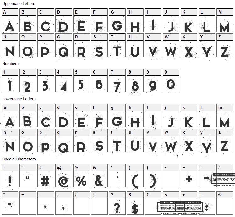 Snowinter Font Character Map