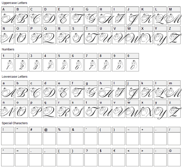 Snowman Citadel Font Character Map