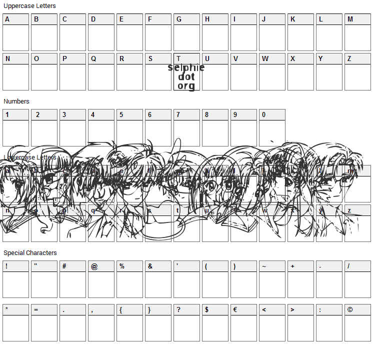 SO CC-Sakura Font Character Map