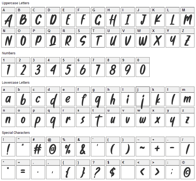 So Frosty Font Character Map