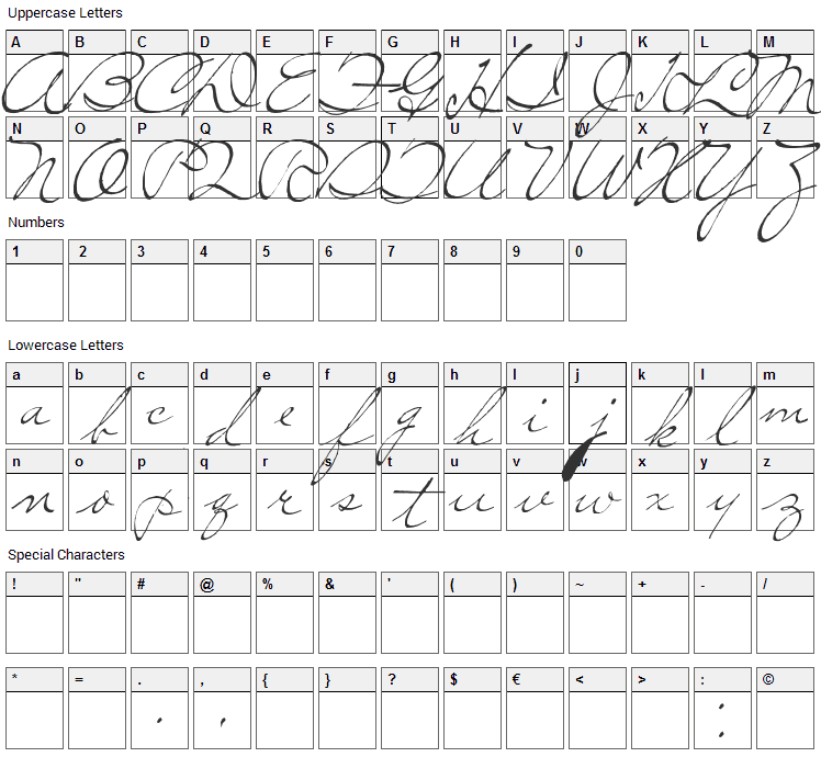 So Lonely Font Character Map