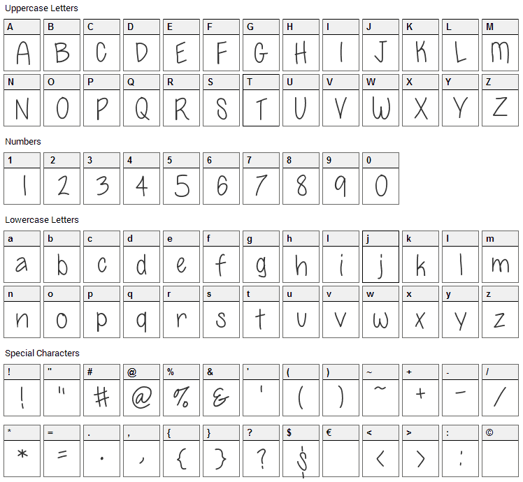 So Posh Font Character Map