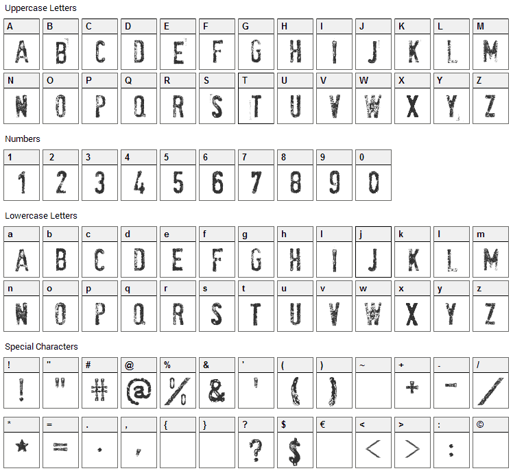 SociaL AnimaL Font Character Map