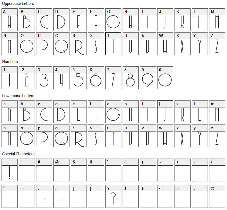 Soerjaputera Font Character Map