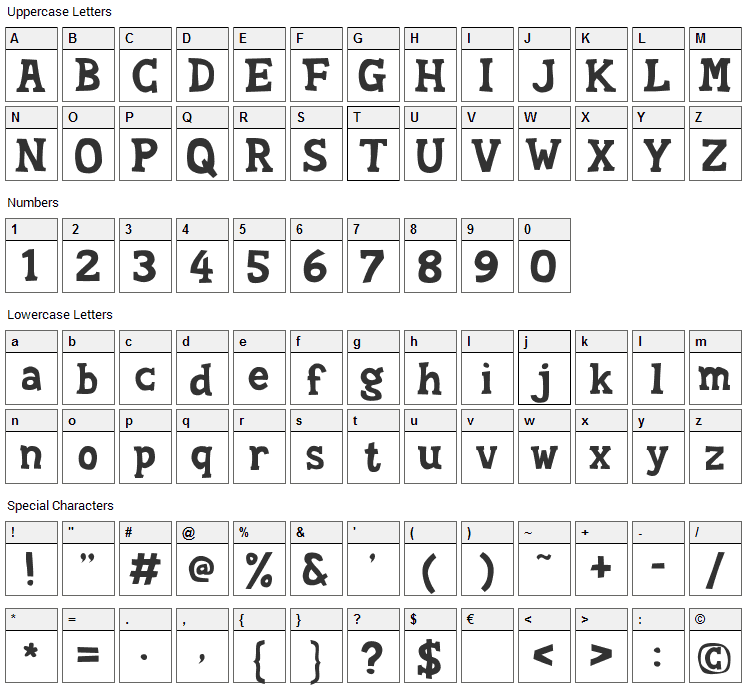 Soft Compound Font Character Map