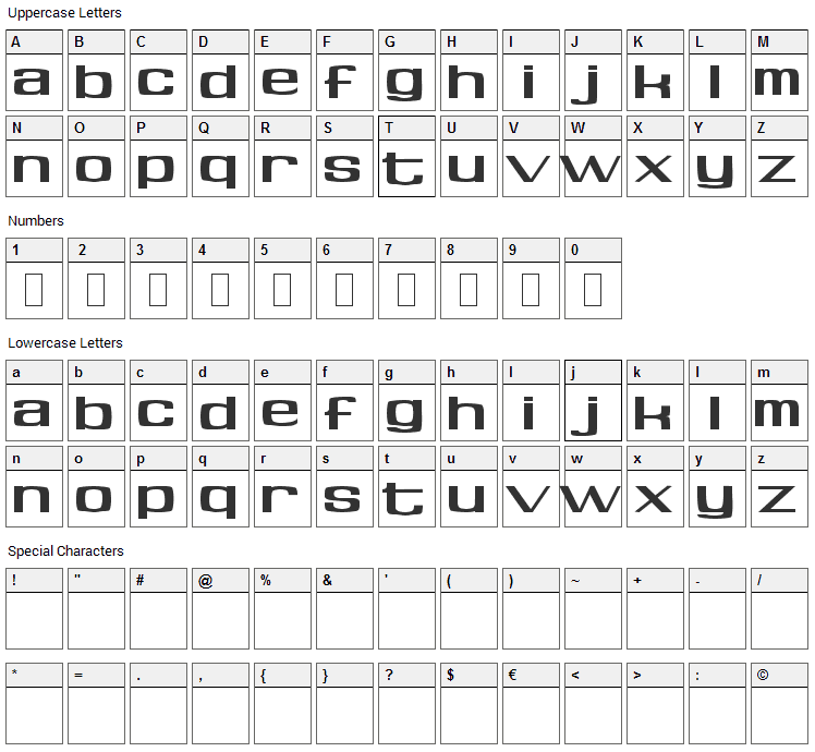 Soft Hits Font Character Map