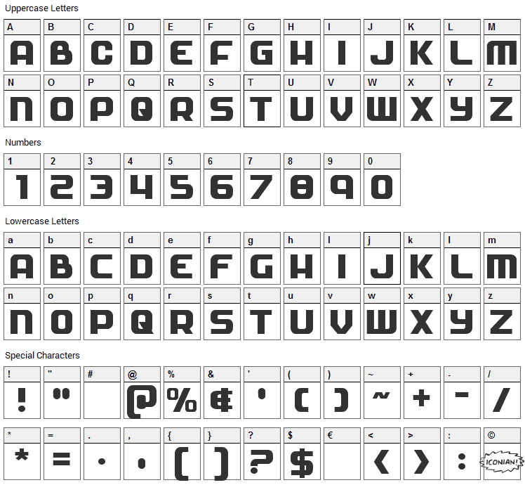 Soldier Font Character Map