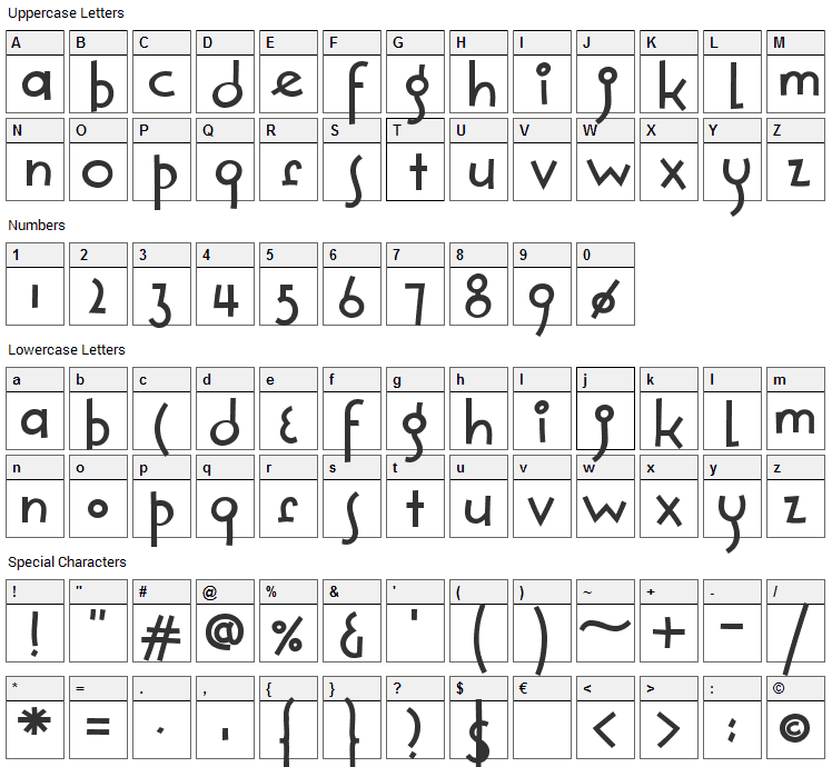 Solea Font Character Map