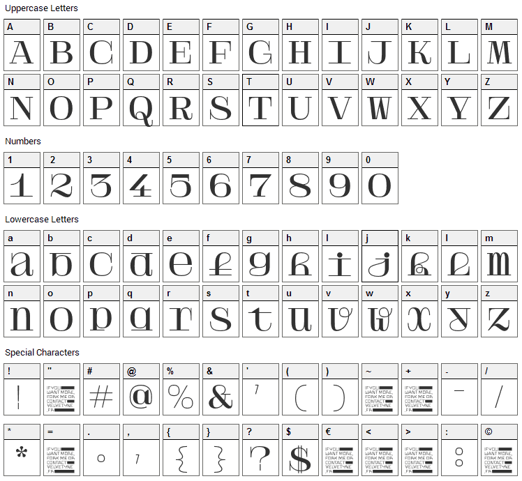 Solide Mirage Font Character Map