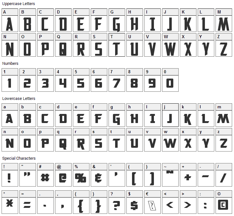 Solitarium Font Character Map