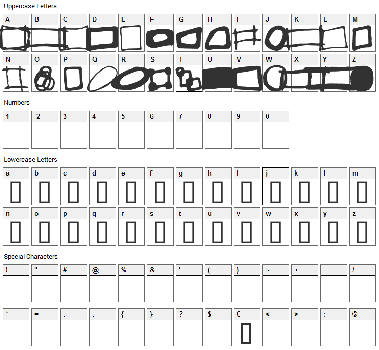 Some Boxes Font Character Map