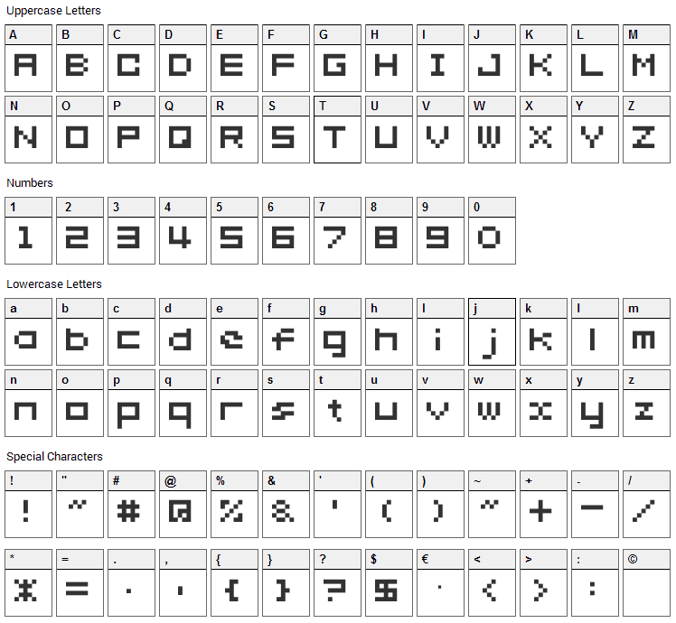 somybmp02_7 Font Character Map