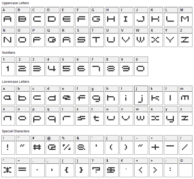 somybmp04_7 Font Character Map