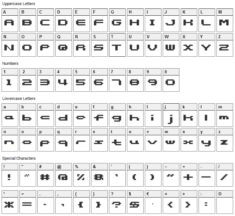 somybmp05_8 Font Character Map