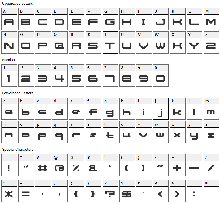 somybmp06_12 Font Character Map