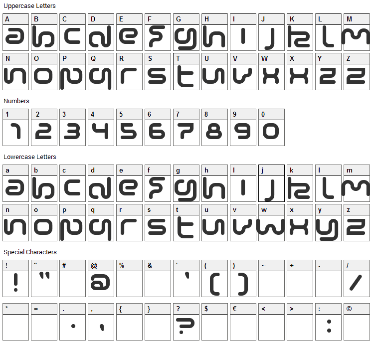 Sonic Empire Font Character Map