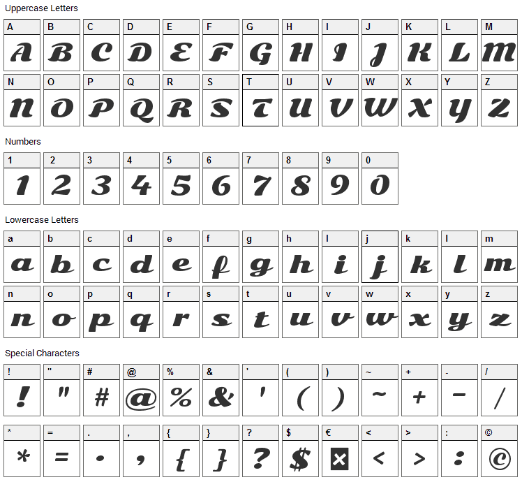 Sonsie One Font Character Map