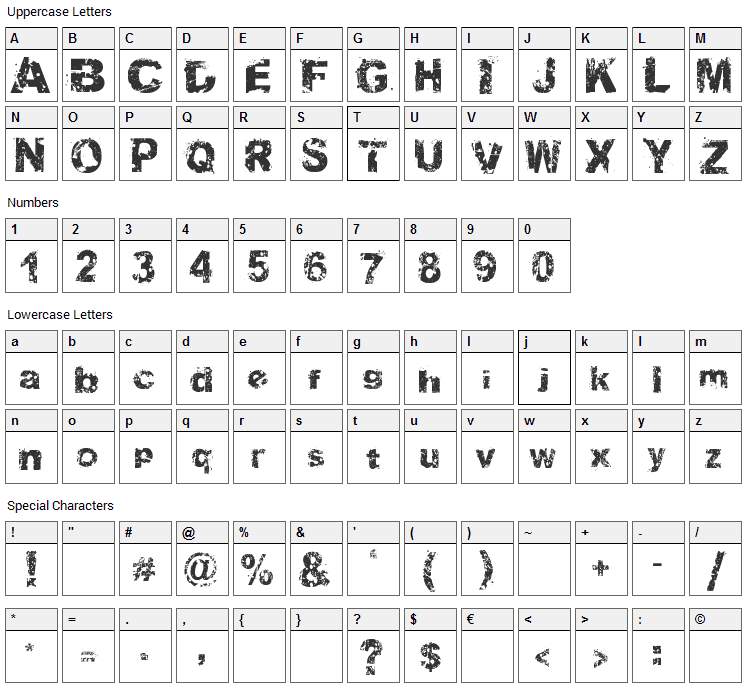 Soul Mission Font Character Map