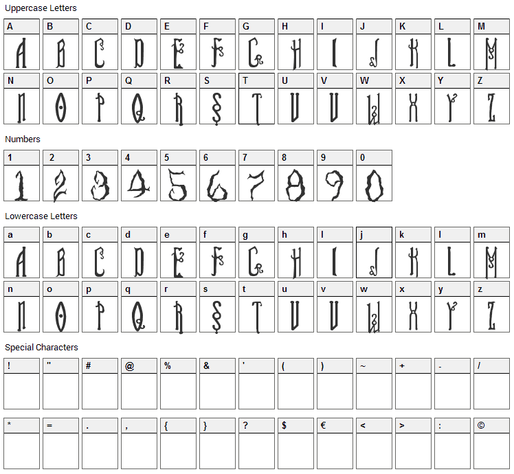 Soul Reaver Font Character Map